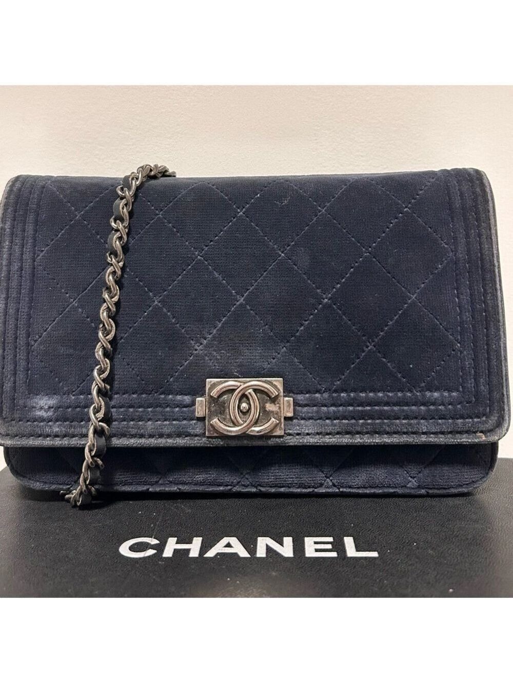 Chanel Navy Boy Velvet WOC